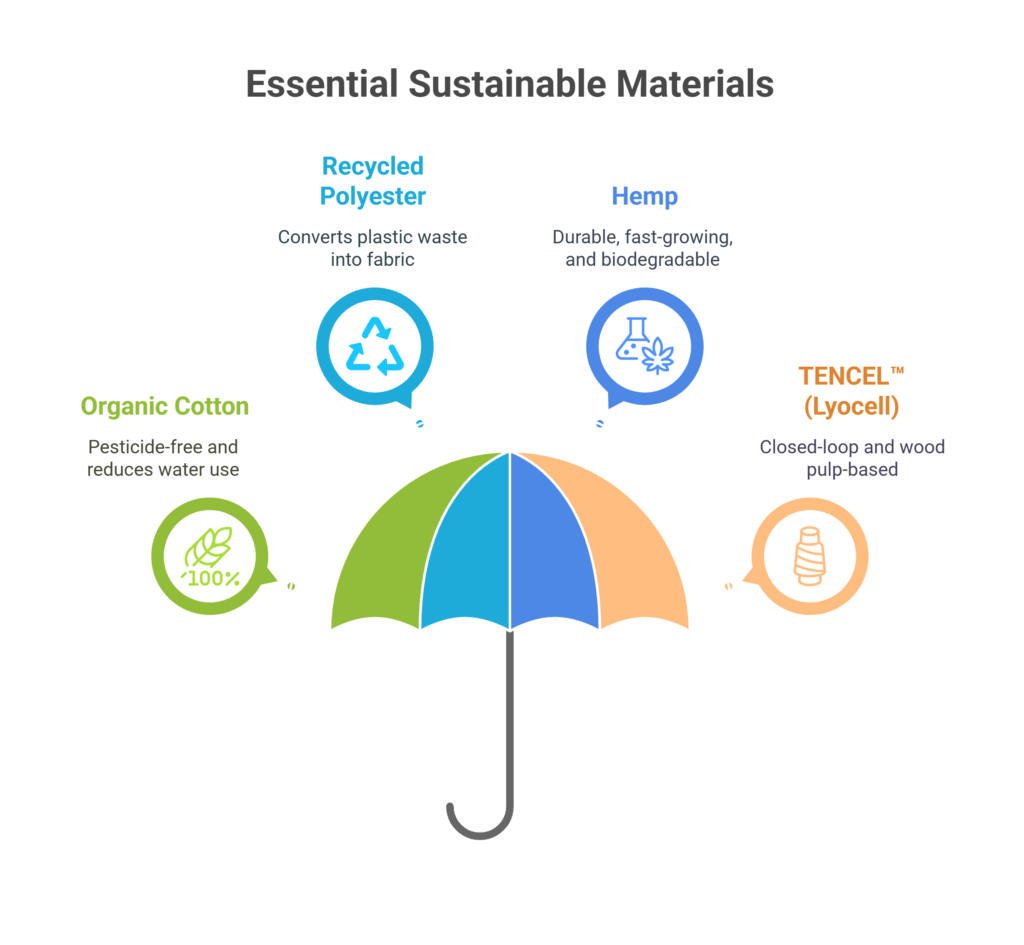 How Sustainable Fashion Is Reshaping the Industry: 2025 Trends in Circularity, Luxury & Second-Hand 4 Essential Sustainable Materials visual selection